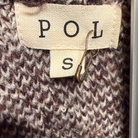 Oversized POL vneck sweater with brown, olive and tan accents NEW Womens small - Picture 2 of 9